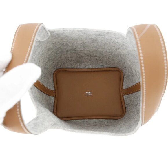 HERMES Picotin Lock Size PM Felt Grease Pale/Gold - Picture 5 of 12